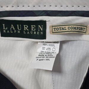 Ralph Lauren Navy Blue Dress Pants Mens 40 x 30 100% Wool
